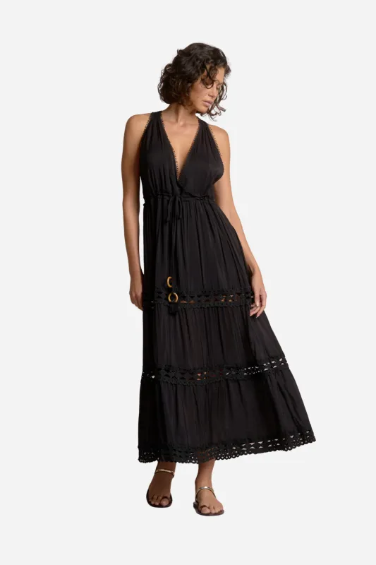 Torey Halter Neck Maxi Dress - Black made by Elan