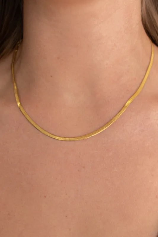 18K Plain Herringbone Necklace made by Maude