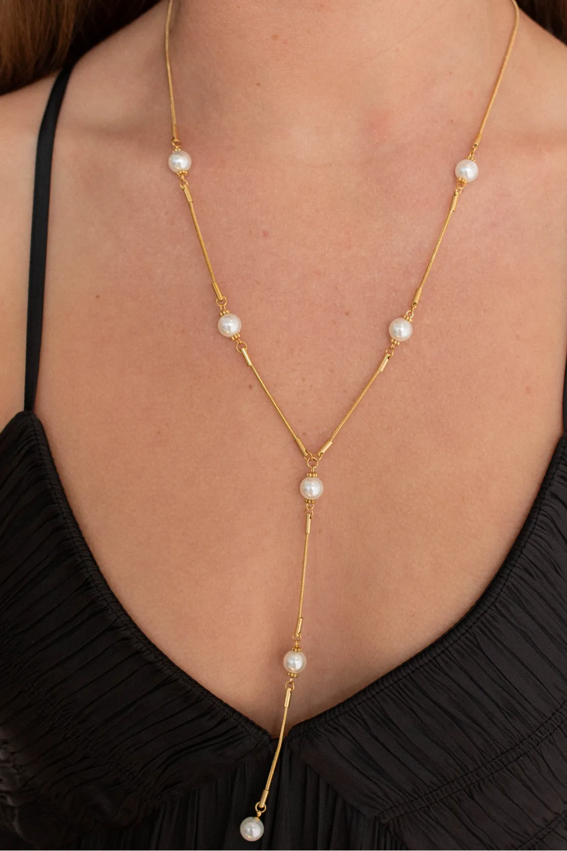 18K Elsie Pearl Lariat Necklace sold by Maude