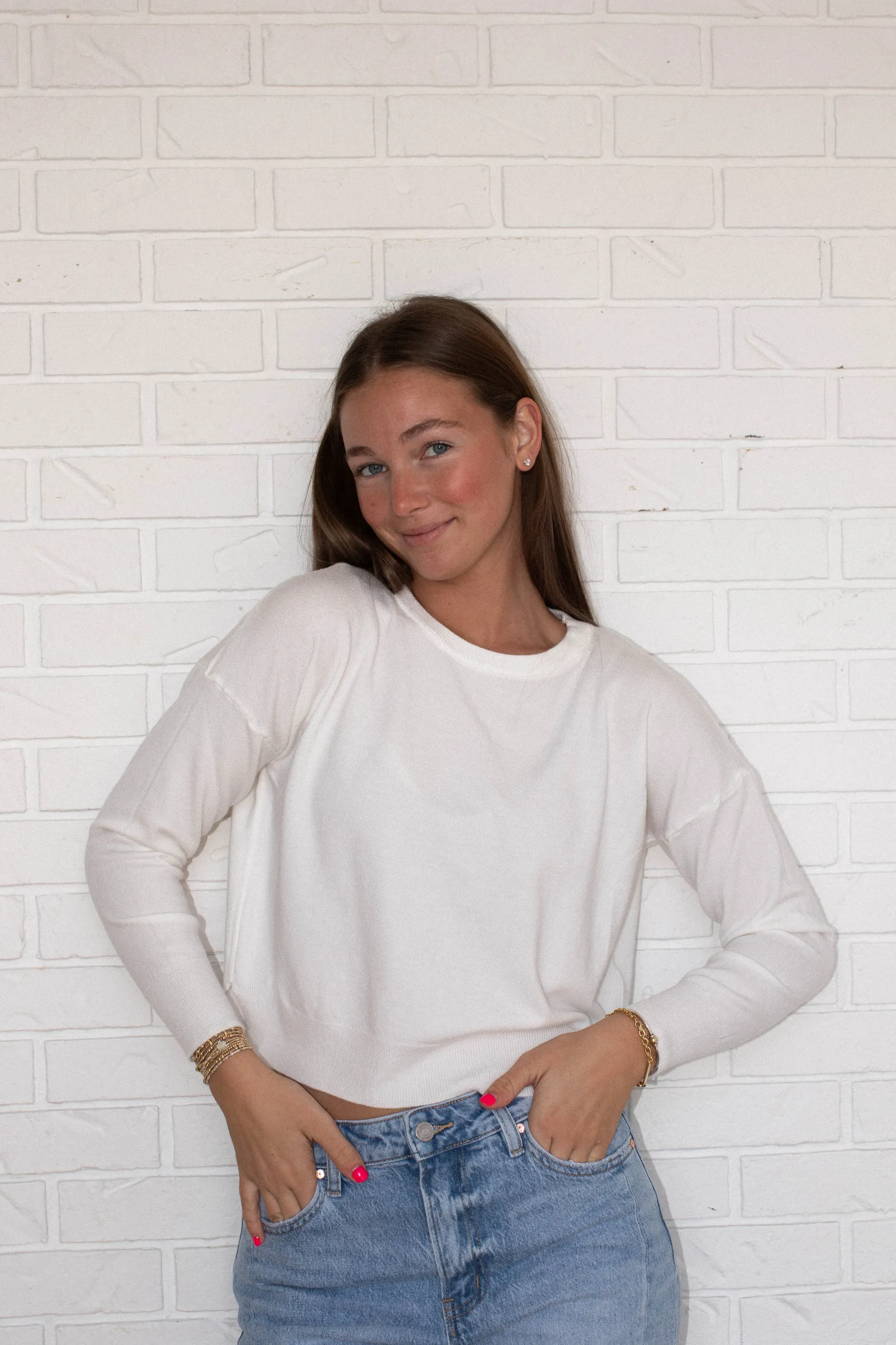 Polly Sweater - Pearl sold by Maude