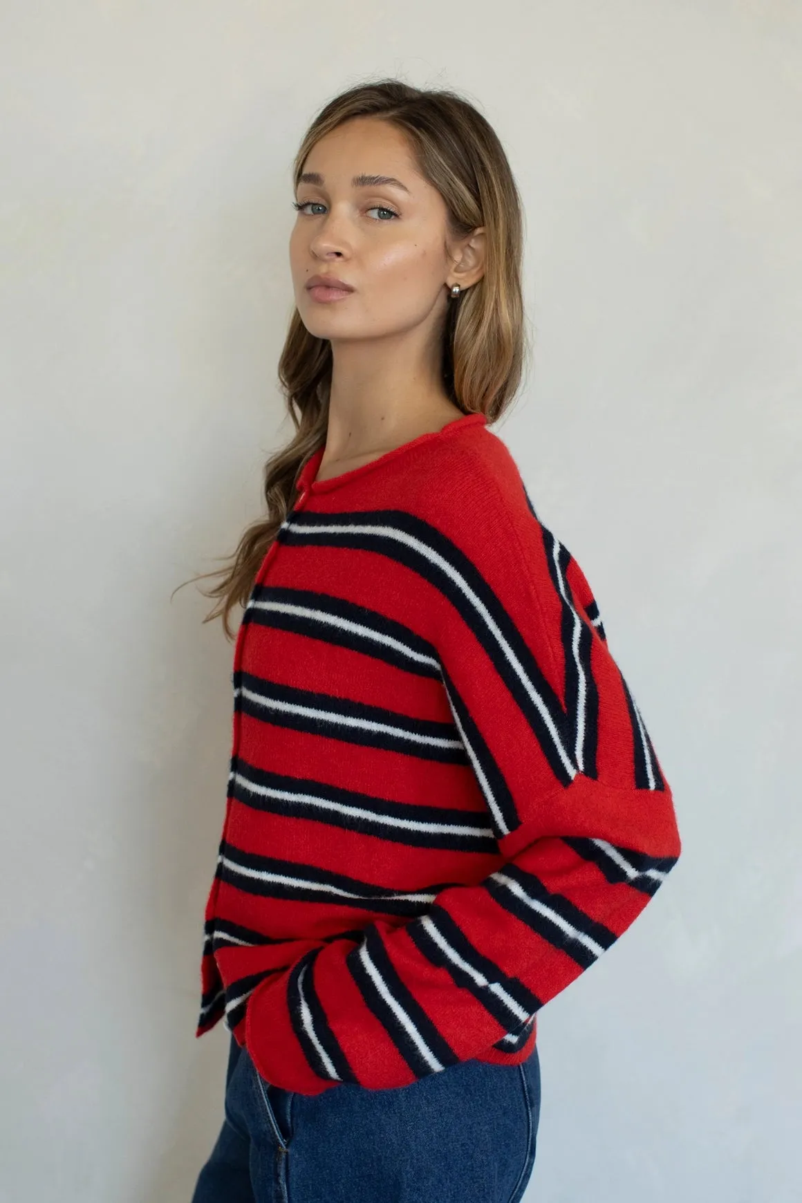 Piper Cardigan - Red Varsity Stripe sold by Maude product image thumbnail 2