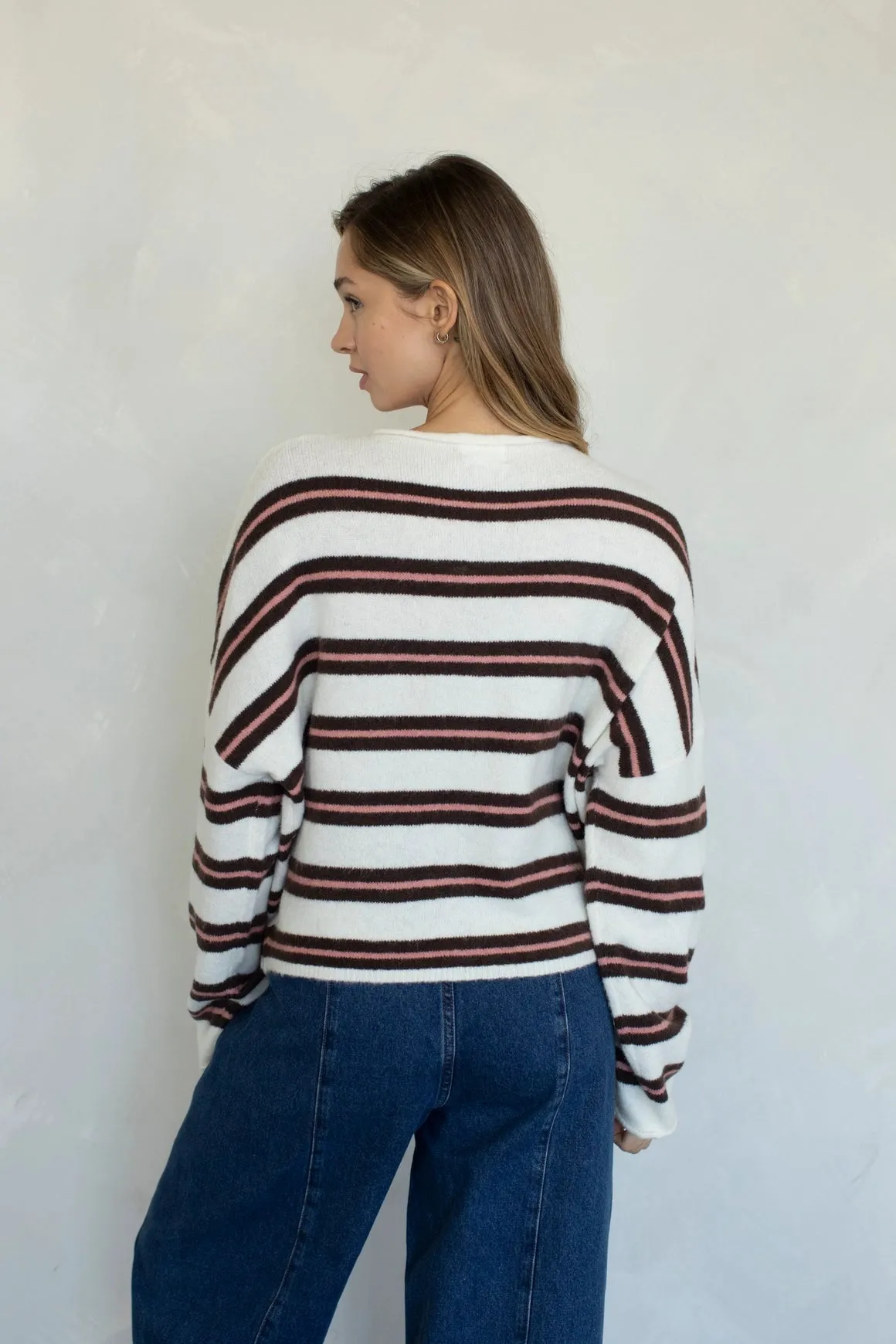 Piper Cardigan - Ivory Varsity Stripe sold by Maude product image thumbnail 3