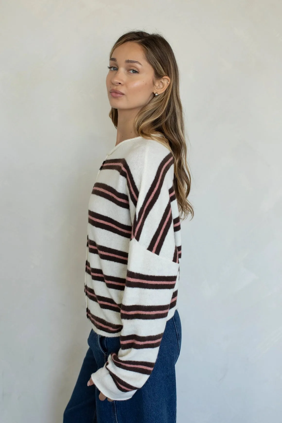 Piper Cardigan - Ivory Varsity Stripe sold by Maude product image thumbnail 2