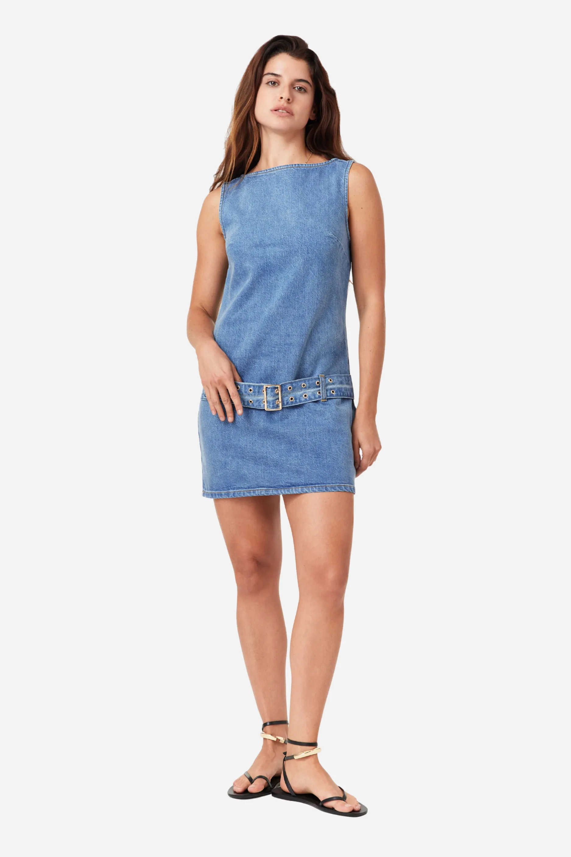 Habitual - Denim Belted Mini Dress sold by Maude