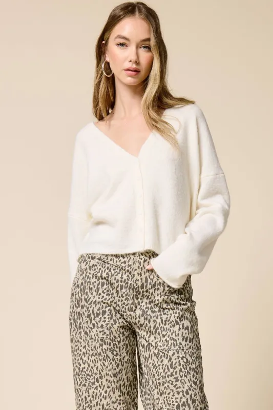 Carolyn V-Neck Cardigan - Ivory made by Mimosa