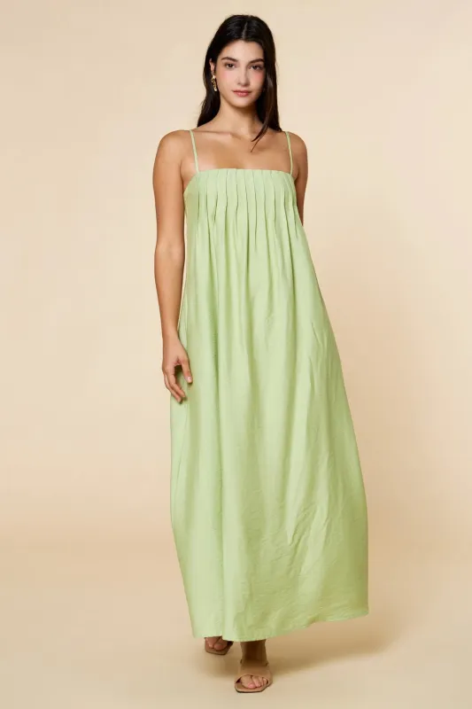 Pleated Maxi Dress - Lime made by Lalavon