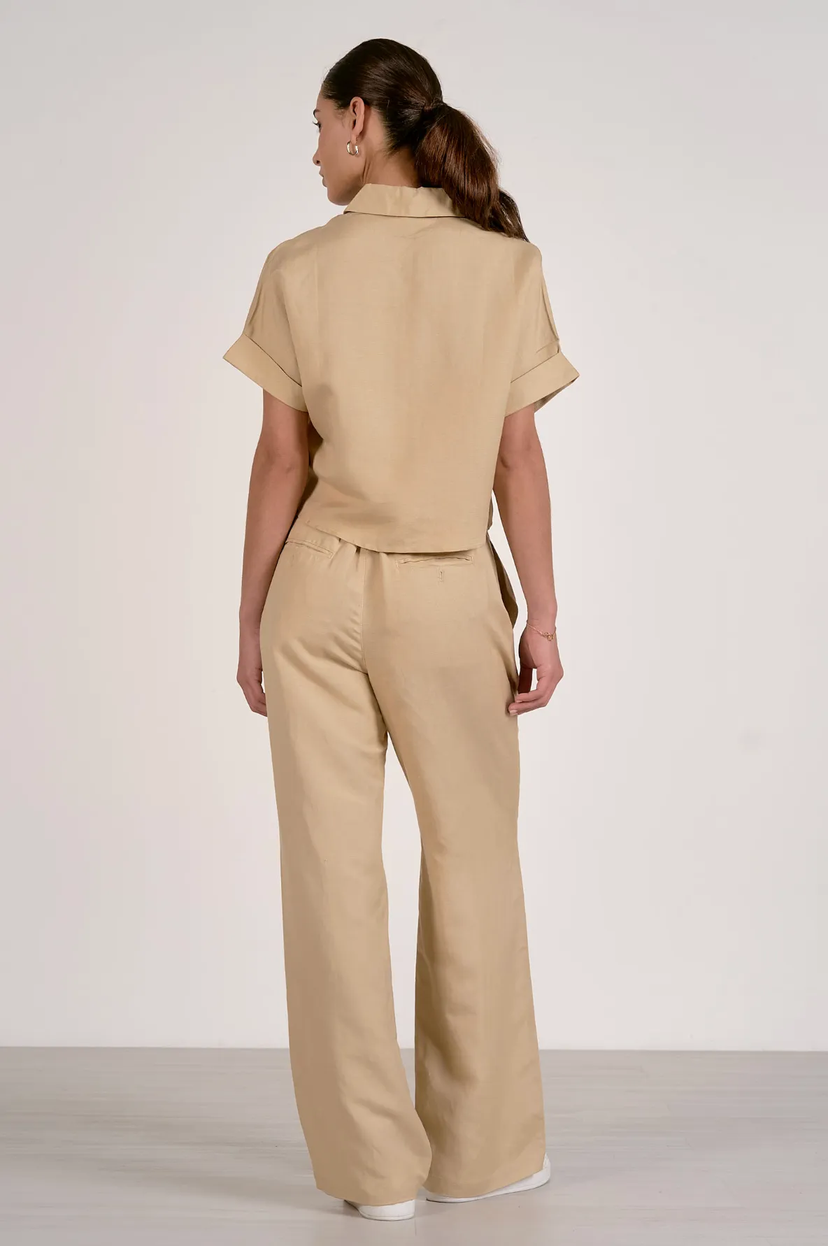 Annie Cropped Button Down - Oatmeal sold by Maude product image thumbnail 2