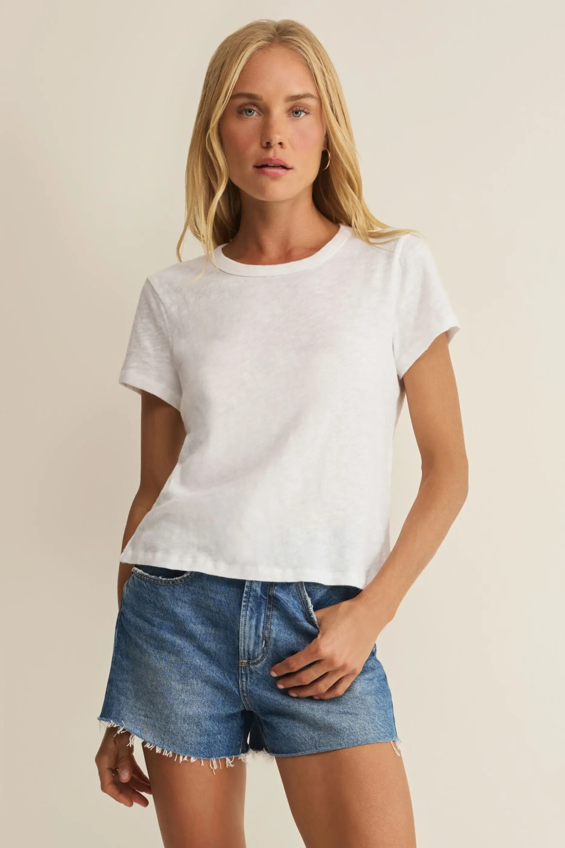 Z Supply Junie Slub Tee - White sold by Maude