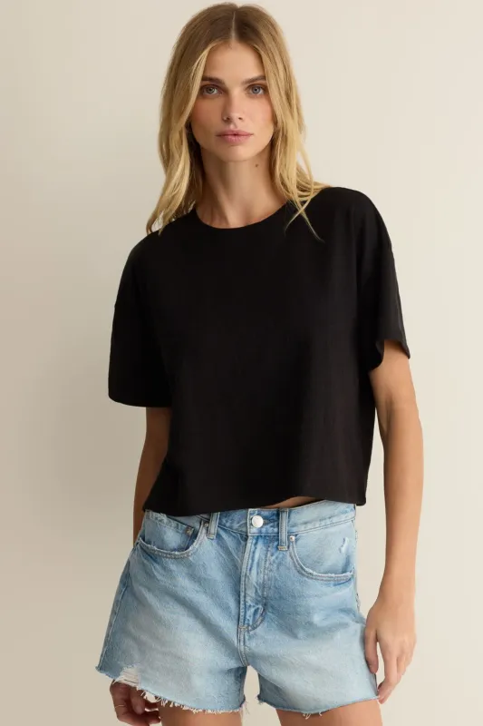 Z Supply Sway Textured Cropped Tee - Black made by Z Supply