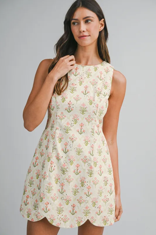 Floral Printed Eyelet Mini Dress made by MABLE