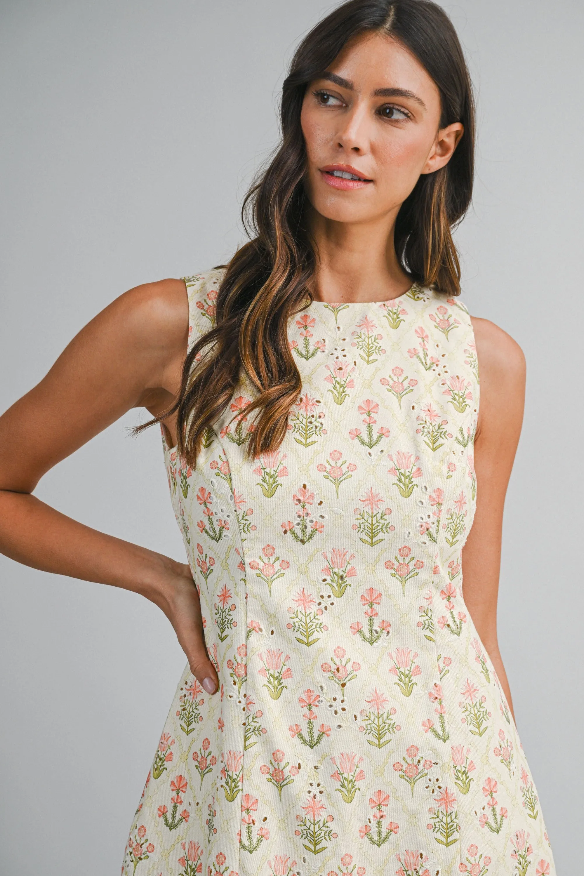 Floral Printed Eyelet Mini Dress sold by Maude product image thumbnail 3