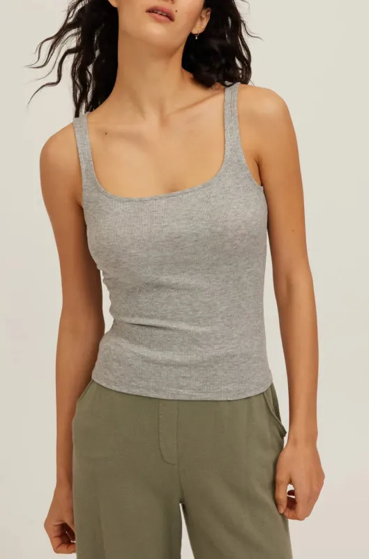 Project Social T - Olsen Scoop Neck Tank - Heather Grey made by Project Social T