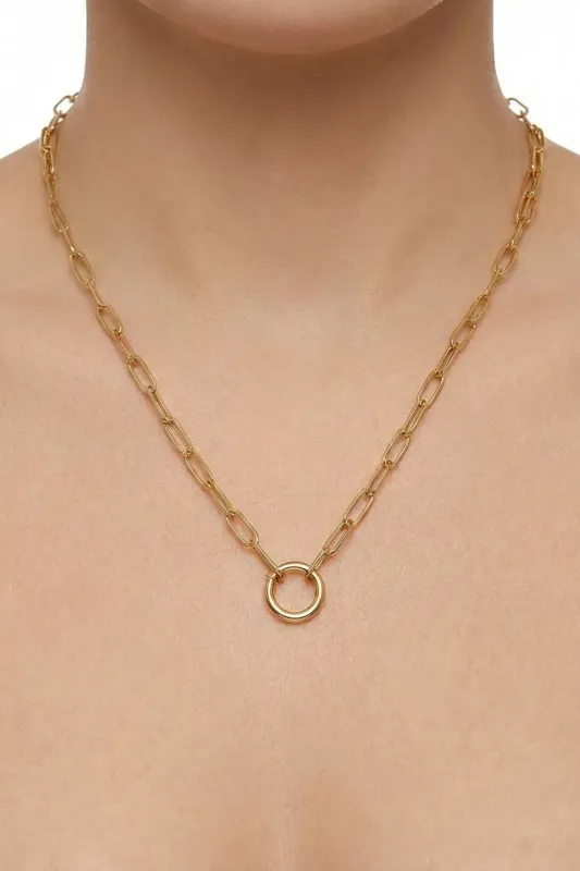 18K Paperclip Charm Clasp Necklace made by Maude