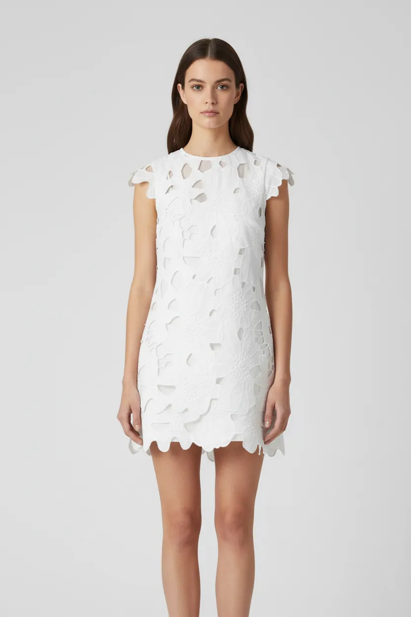 Greta Eyelet Mini Dress sold by Maude