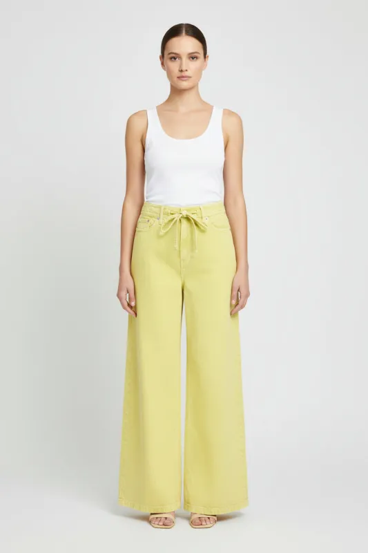 Lily Wide Leg Jeans - Green made by Ichi