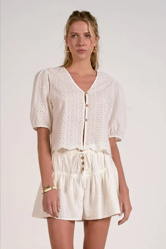 Olivia Eyelet Top made by Elan