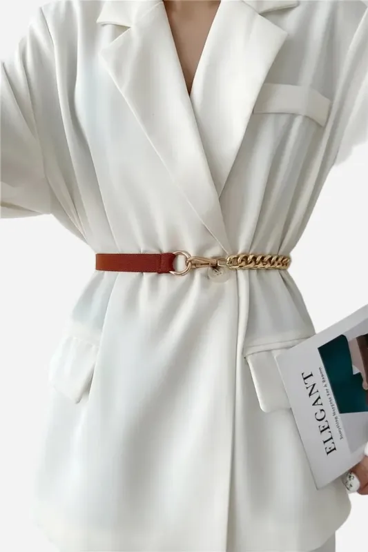 Chain Simple Belt- Brown Gold made by Maude