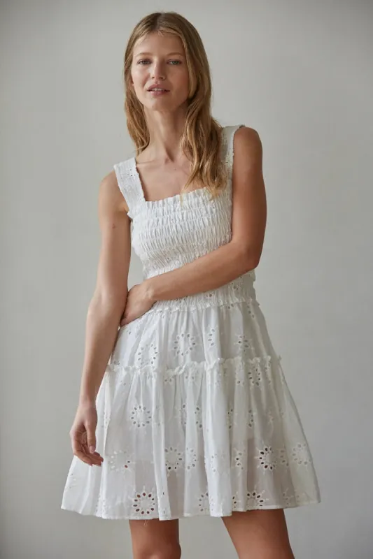 Cotton Eyelet Smocked Mini Dress made by By Together