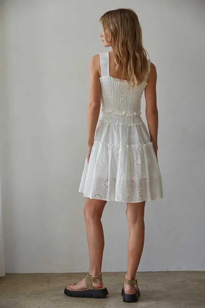 Cotton Eyelet Smocked Mini Dress sold by Maude product image thumbnail 4