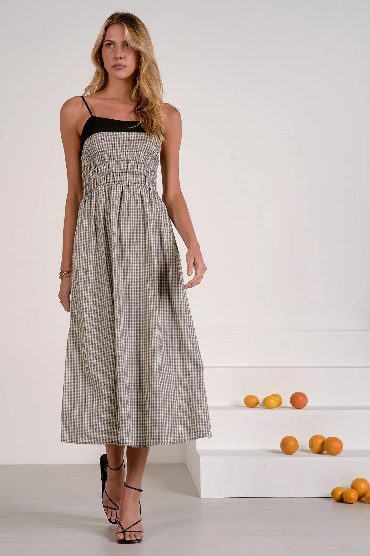 Gingham Print Midi Dress sold by Maude