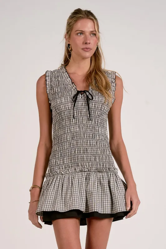 Gingham Ruffle Mini Dress made by Elan