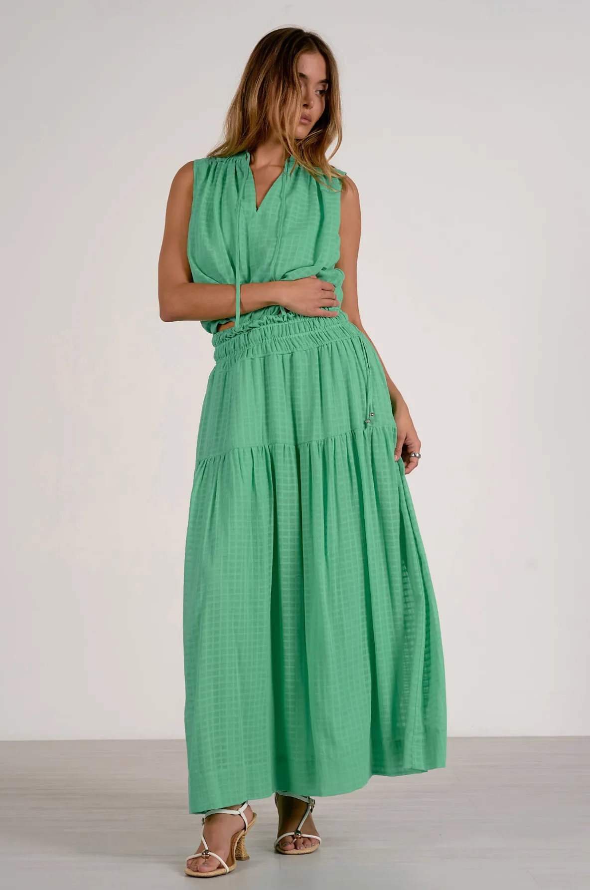 Linen Summer Maxi Skirt - Mint sold by Maude