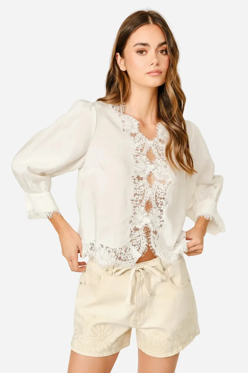 Lacey Linen Blouse sold by Maude