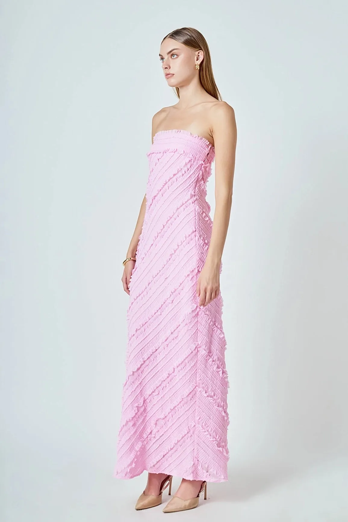 Endless Rose - Strapless Ruffled Maxi Dress - Pink sold by Maude product image thumbnail 2