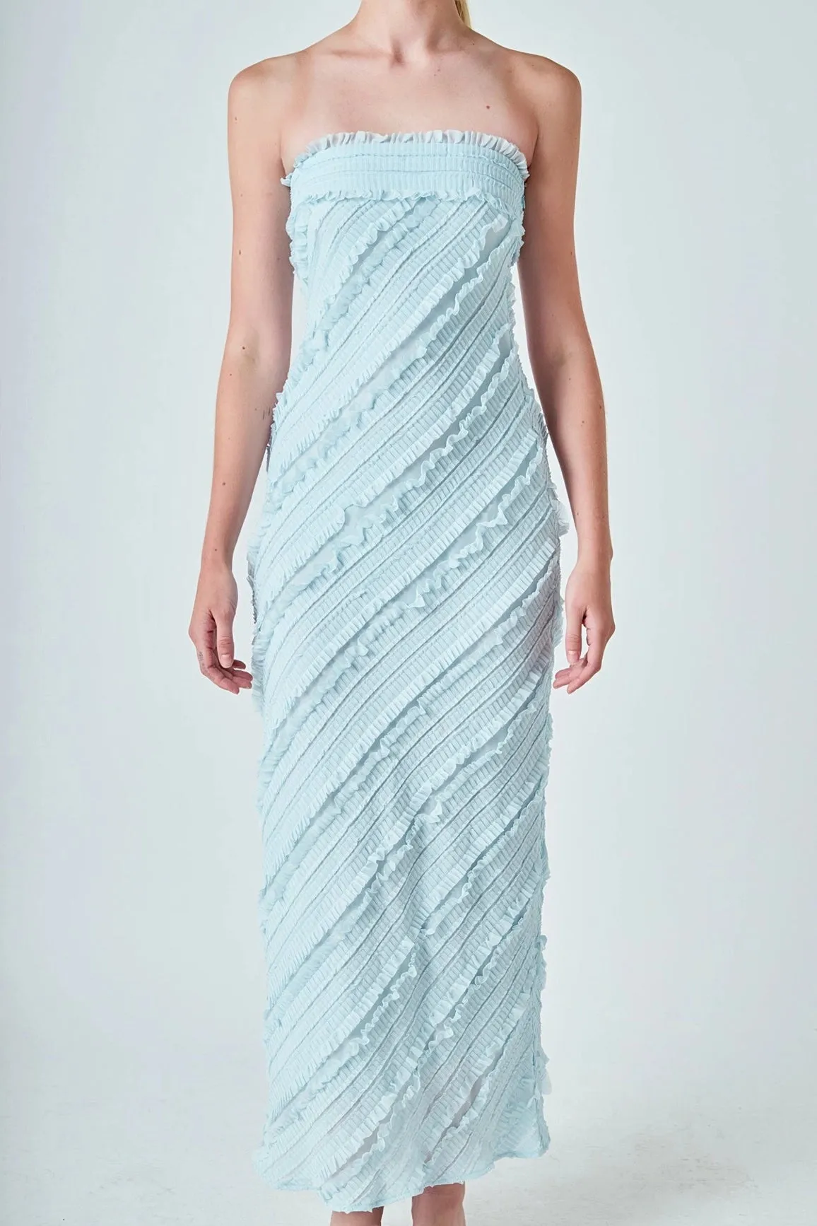 Endless Rose - Strapless Ruffled Maxi Dress - Icy Blue sold by Maude product image thumbnail 2