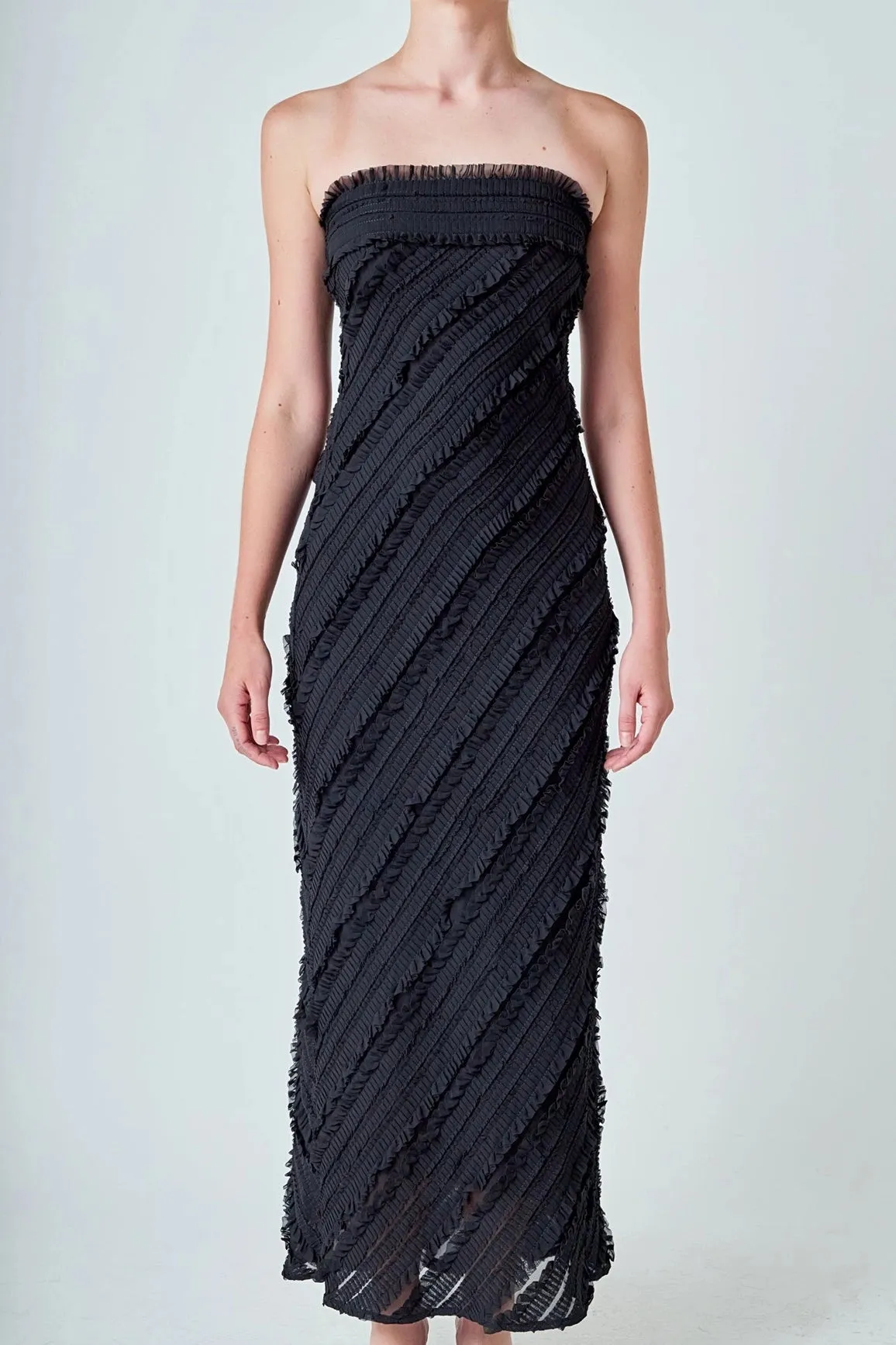 Endless Rose - Strapless Ruffled Maxi Dress - Black sold by Maude product image thumbnail 4