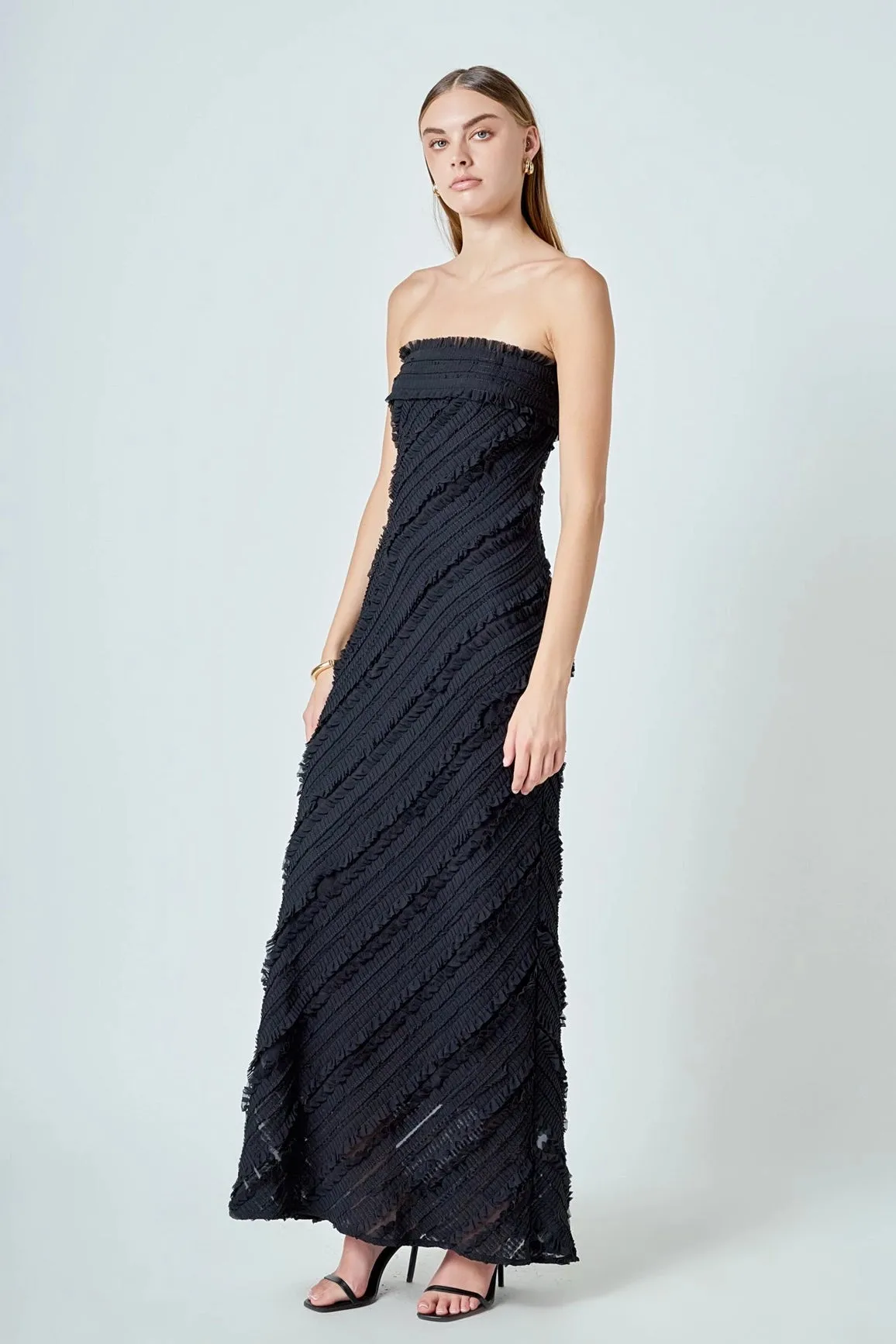 Endless Rose - Strapless Ruffled Maxi Dress - Black sold by Maude product image thumbnail 2
