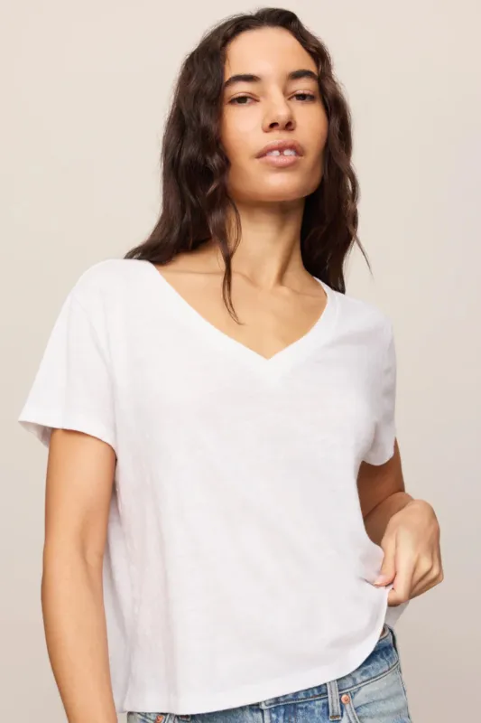 Z Supply Nomad V Neck Tee - White made by Z Supply