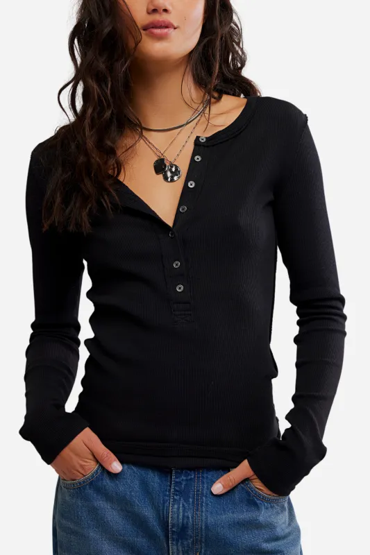 Free People Jamie Henley Top - Pitch Black made by Free People