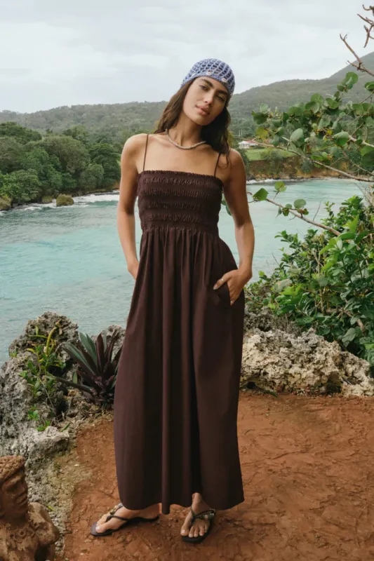 Z Supply Cornelia Poplin Maxi Dress - Chocolate Cherry made by Z Supply