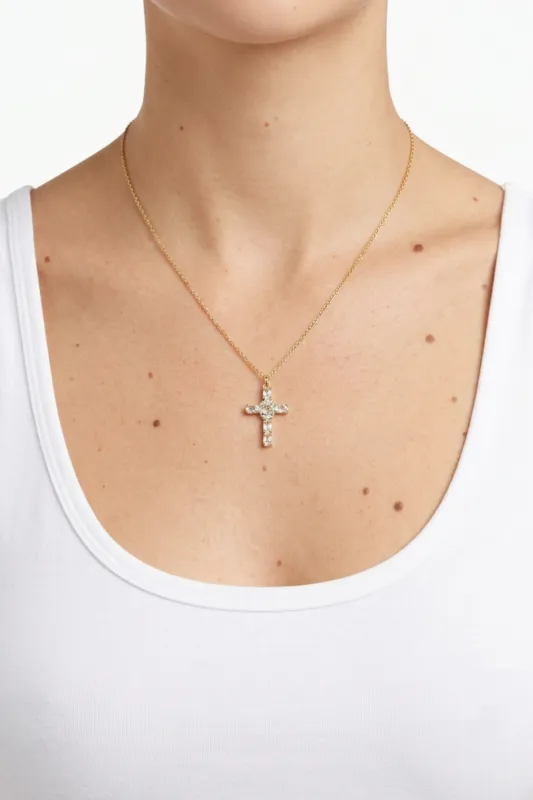 18K Sophia Diamond Cross Necklace made by Maude