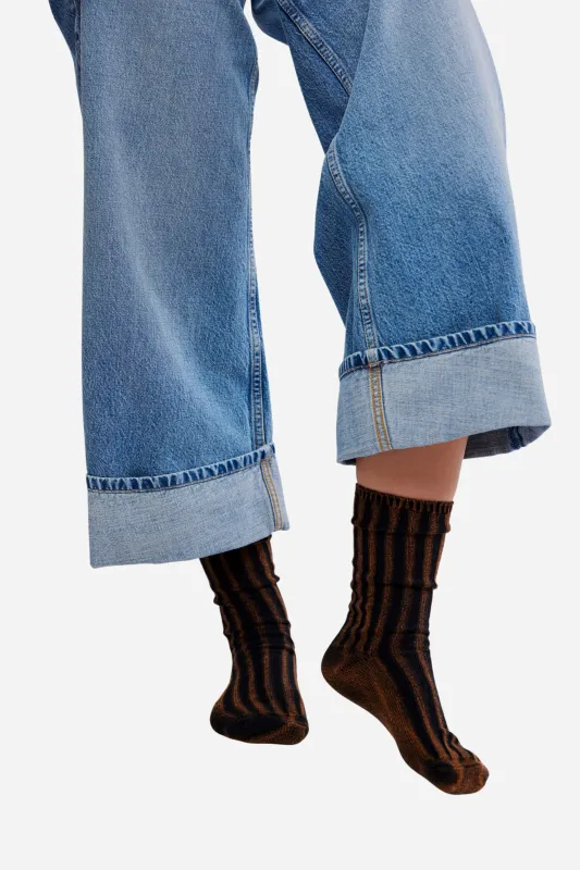 Free People Overdyed Trouser Socks - Tobacco made by Free People