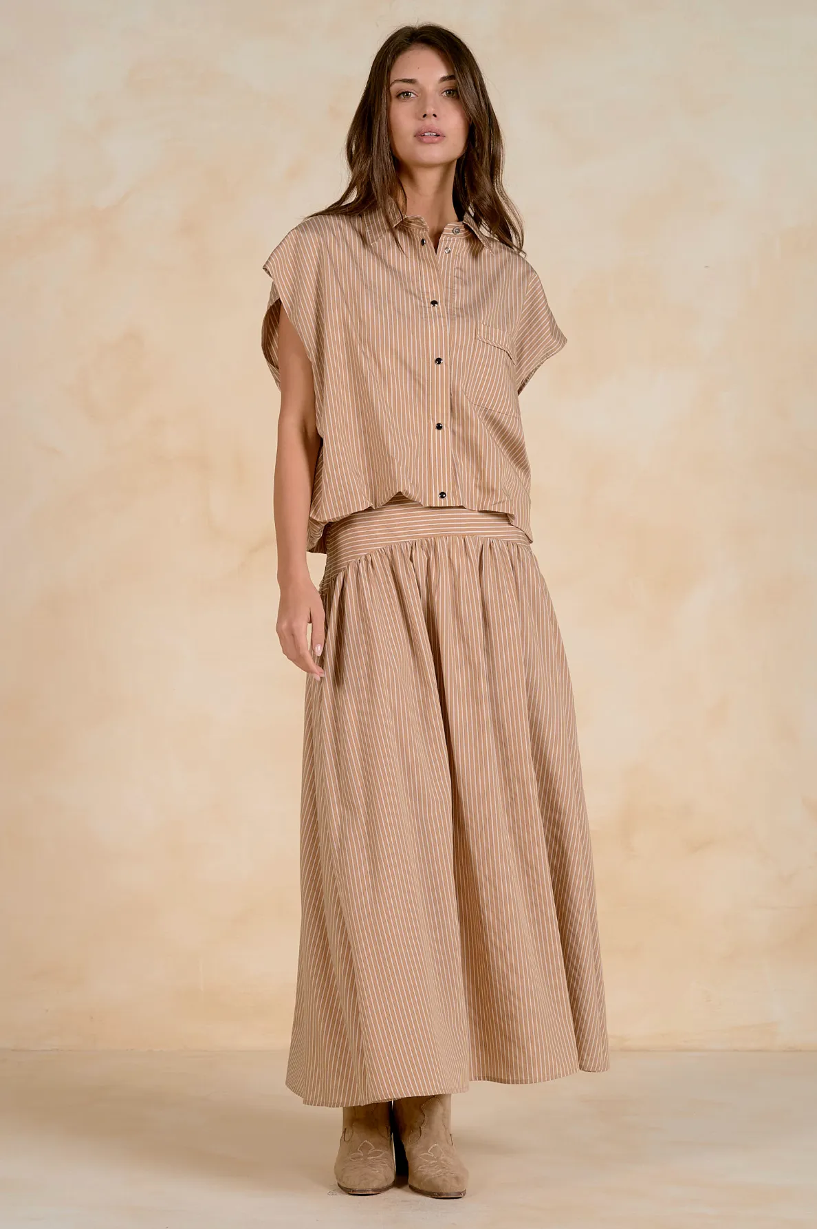 Claudia Maxi Skirt - Tan Stripe sold by Maude product image thumbnail 5