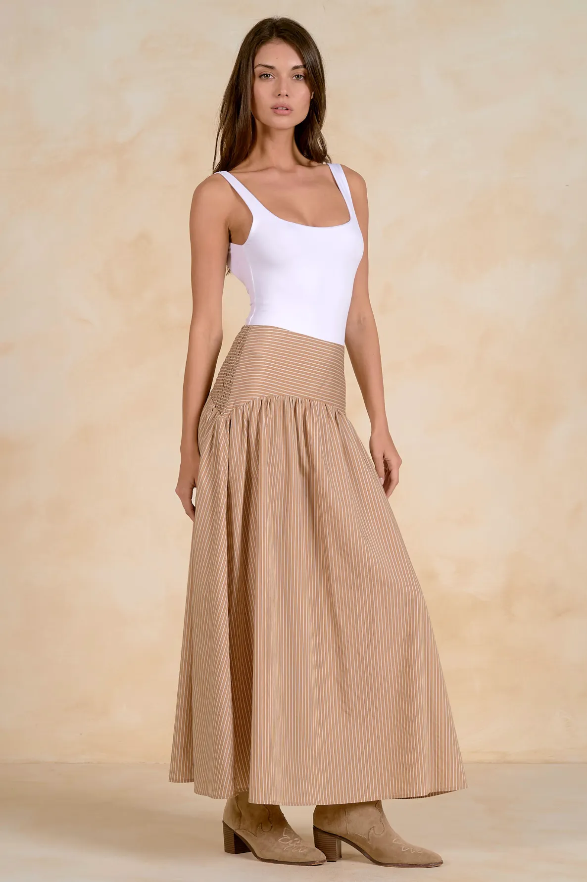 Claudia Maxi Skirt - Tan Stripe sold by Maude product image thumbnail 3