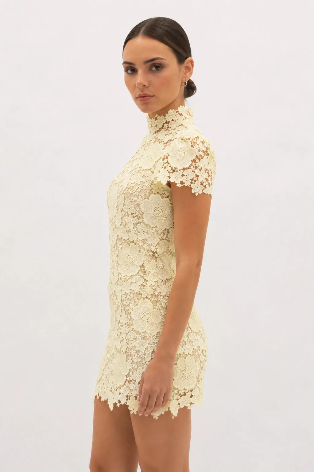 Cap Sleeve Lace Mini Dress - Yellow sold by Maude product image thumbnail 2