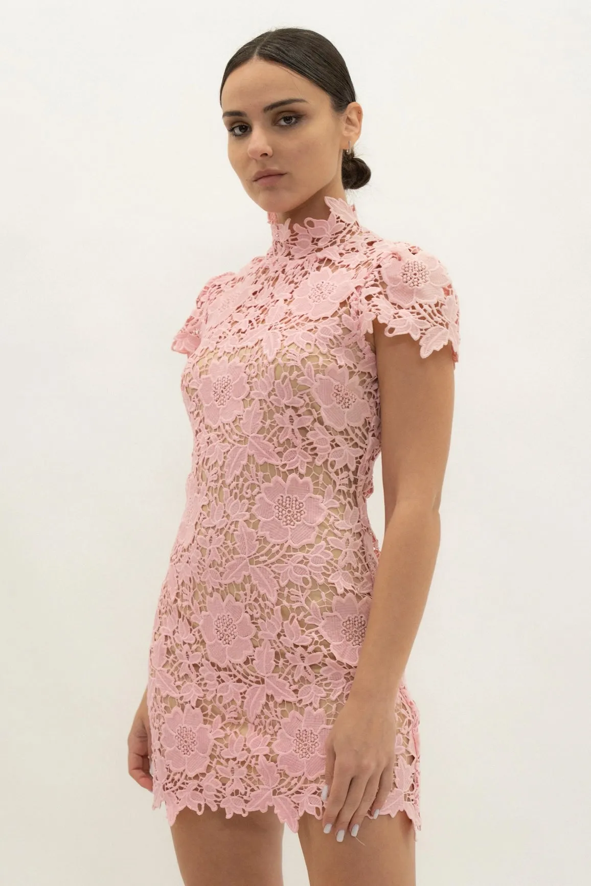 Cap Sleeve Lace Mini Dress - Pink sold by Maude product image thumbnail 2