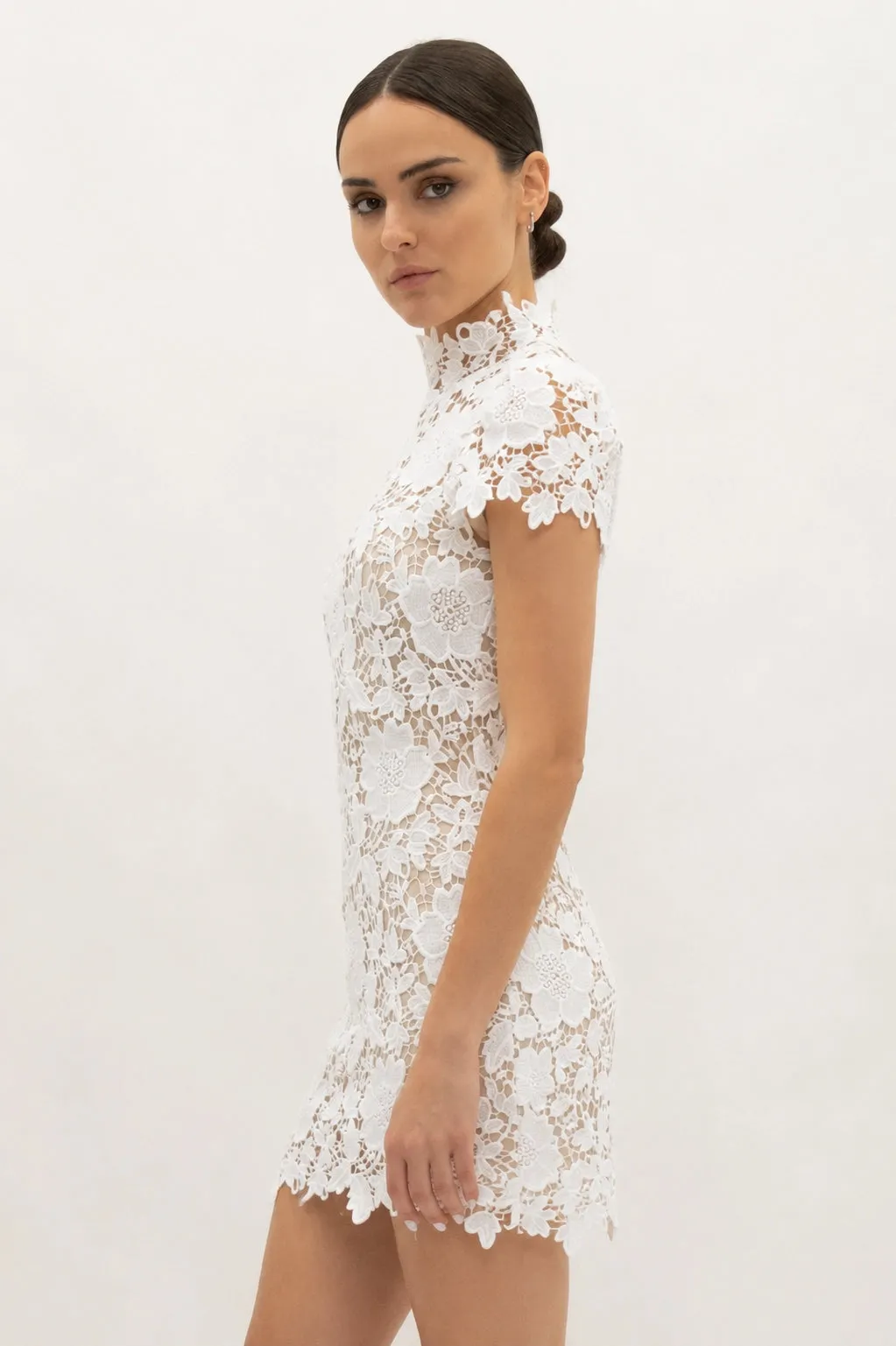 Cap Sleeve Lace Mini Dress - White sold by Maude product image thumbnail 3