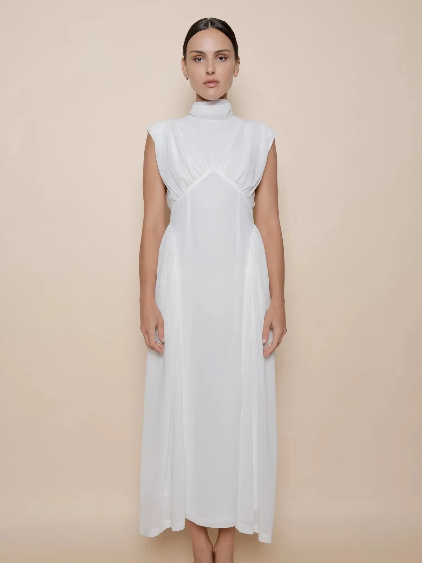 Mock Neck Open Back Maxi Dress - White sold by Maude product image thumbnail 2