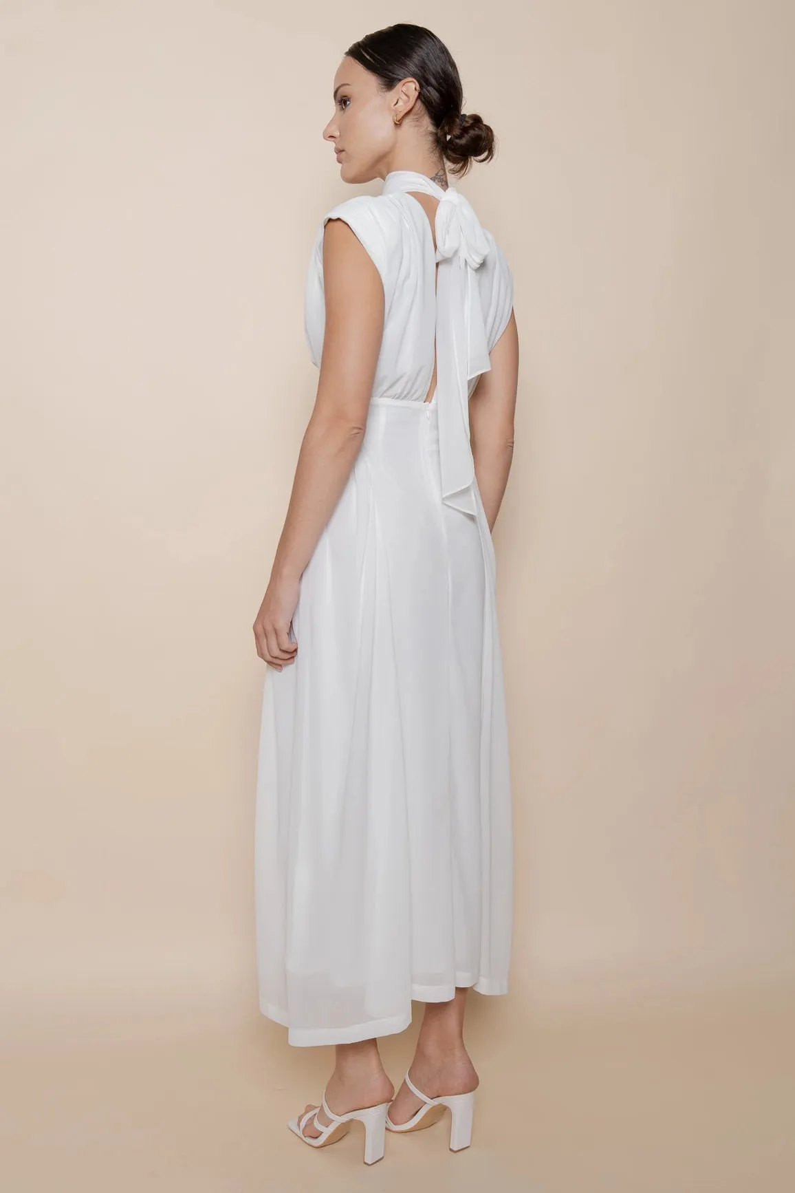 Mock Neck Open Back Maxi Dress - White sold by Maude product image thumbnail 4