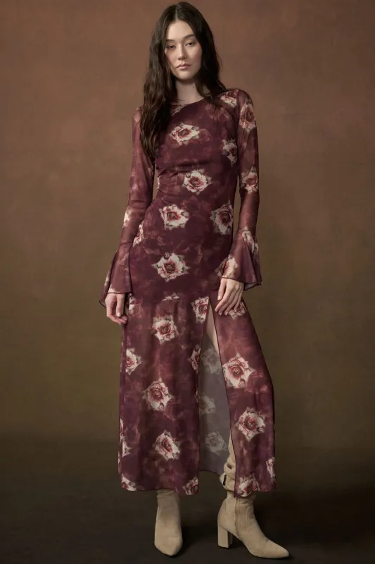 Floral Mesh Maxi Dress - Mulberry made by Promesa