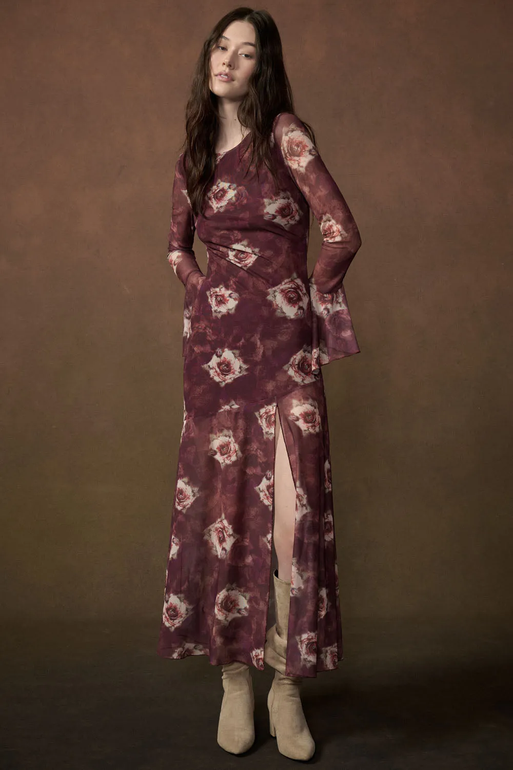 Floral Mesh Maxi Dress - Mulberry sold by Maude product image thumbnail 2