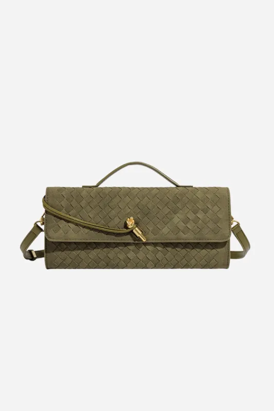 Vintage Woven Suede Clutch - Olive made by Maude