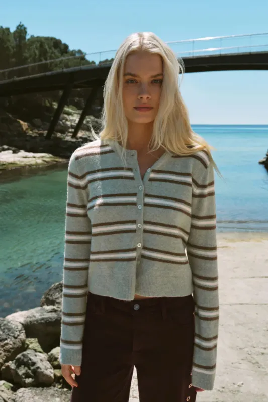 Z Supply Medina Stripe Cardigan - Aqua Cloud made by Z Supply