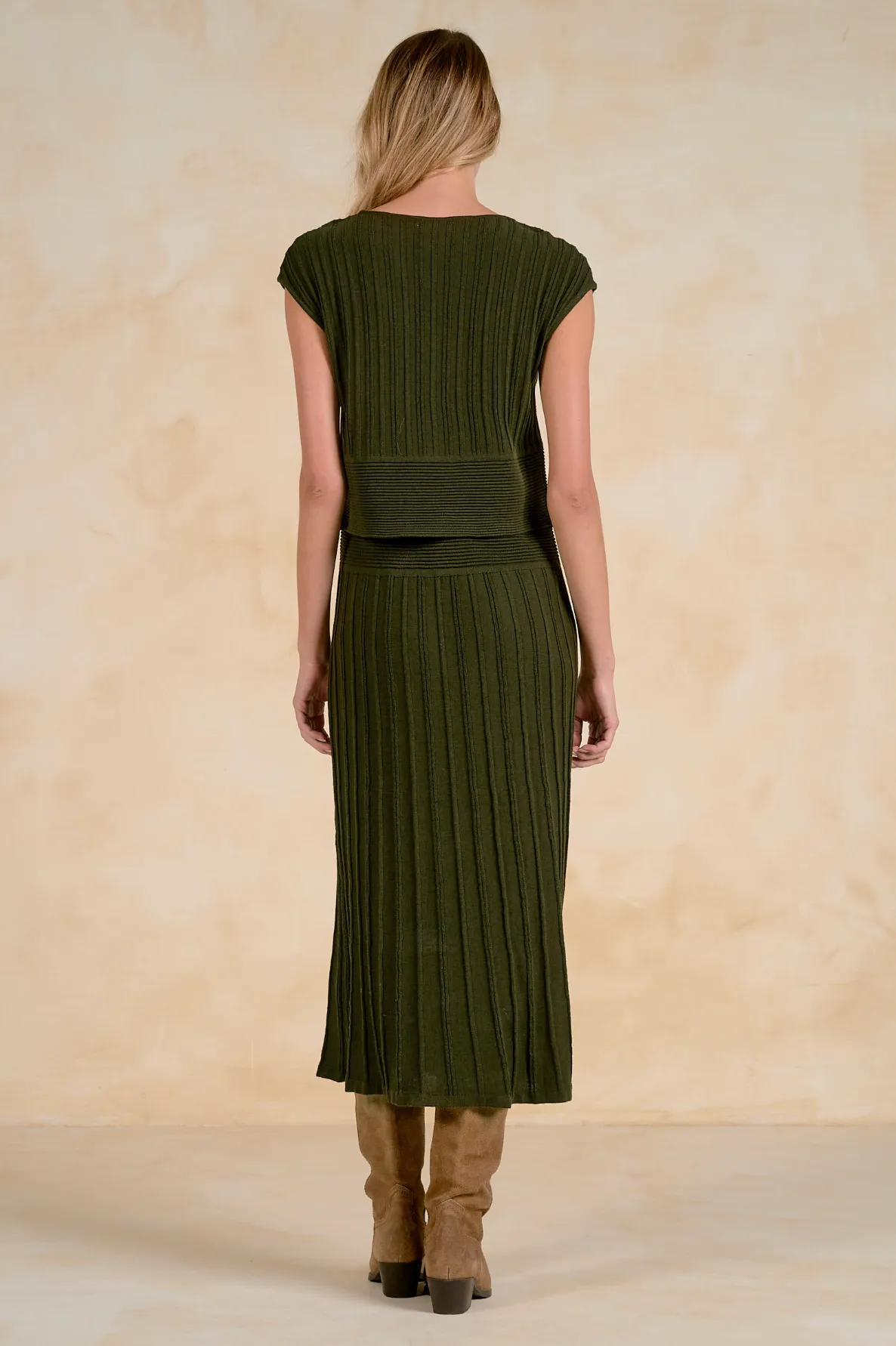 Amelia Knit Midi Dress - Olive sold by Maude product image thumbnail 4