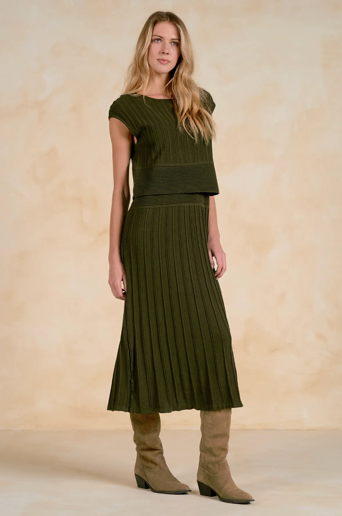 Amelia Knit Midi Dress - Olive sold by Maude product image thumbnail 2
