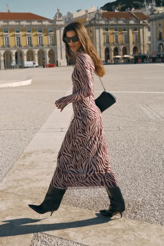 Z Supply - Sevilla Zebra Mesh Midi Dress - Velvet Rogue made by Z Supply